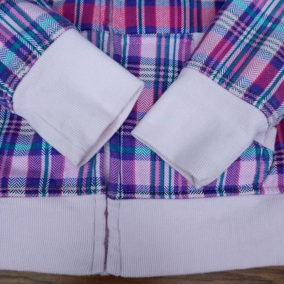 Girls Sherpa Lined Plaid Hoodie - Picture 6 of 10